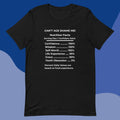 Black Nutrition Facts Unisex T-Shirt: Youth Not Required (White Text)

