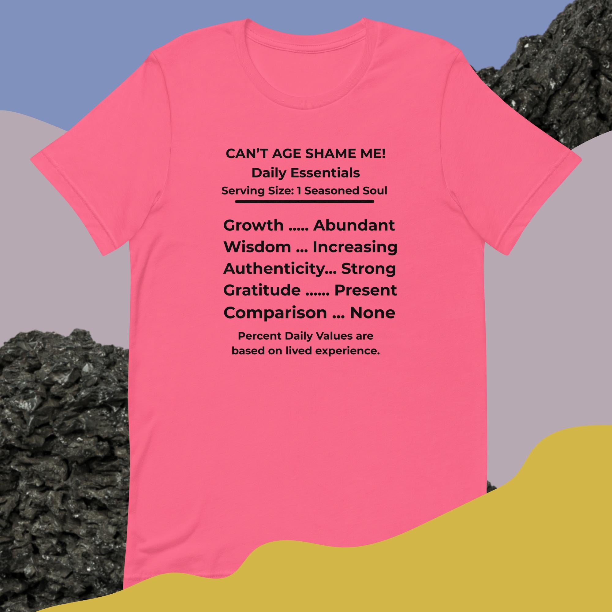 Charity Pink Nutrition Facts Unisex T- Shirt: Zero Comparison (Black Text)

