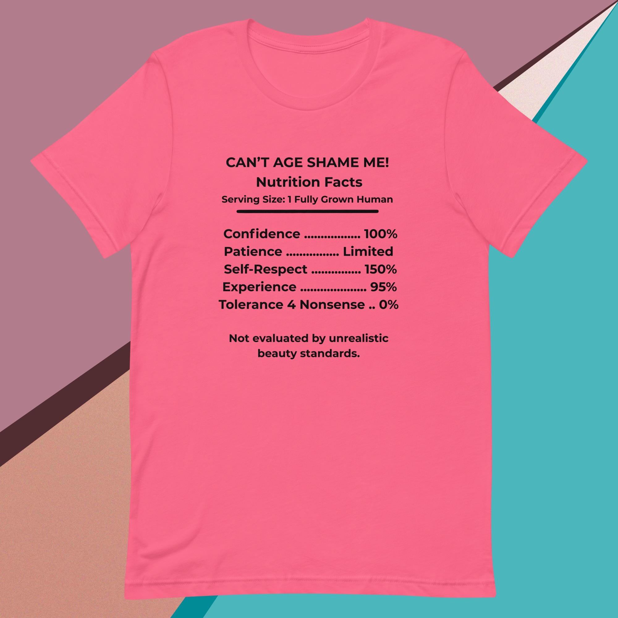 Charity Pink Nutrition Facts Unisex T- Shirt: Zero Nonsense (Black Text)