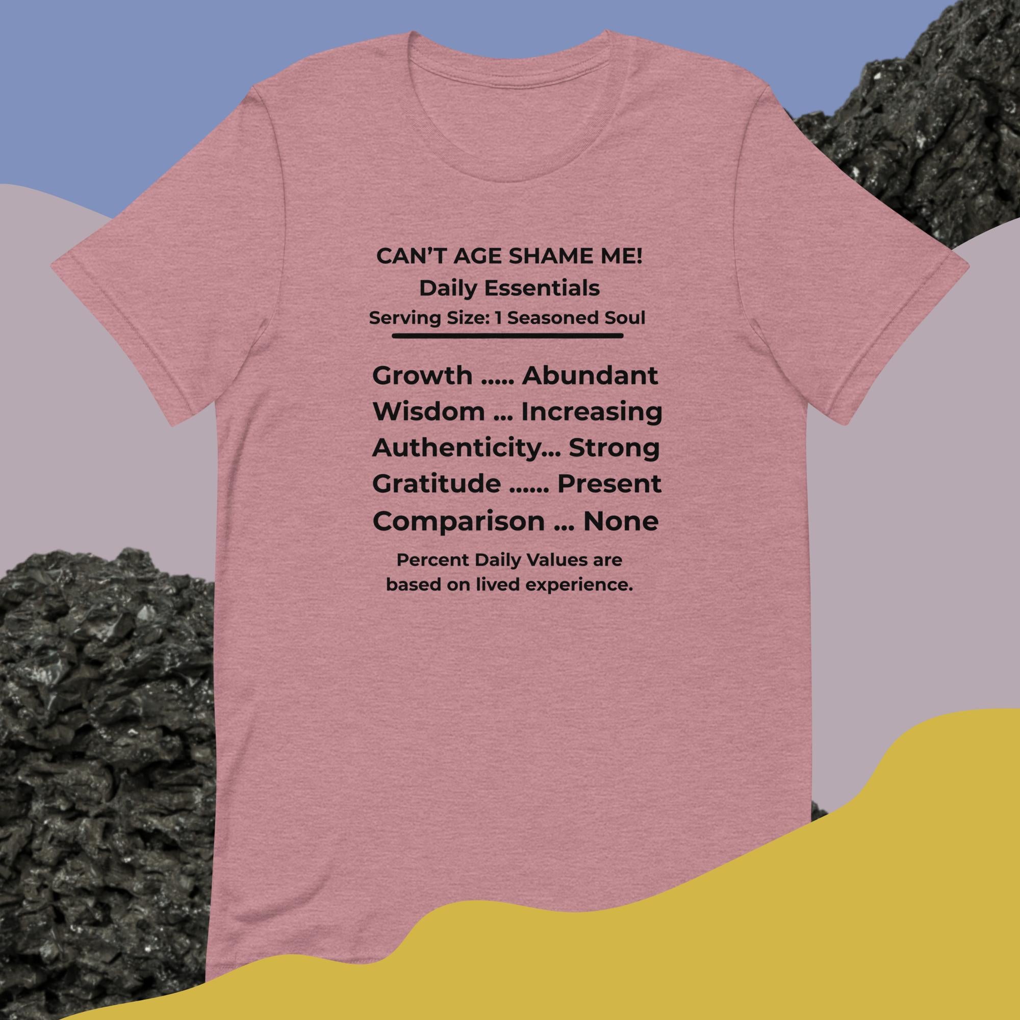 Heather Orchid Nutrition Facts Unisex T- Shirt: Zero Comparison (Black Text)

