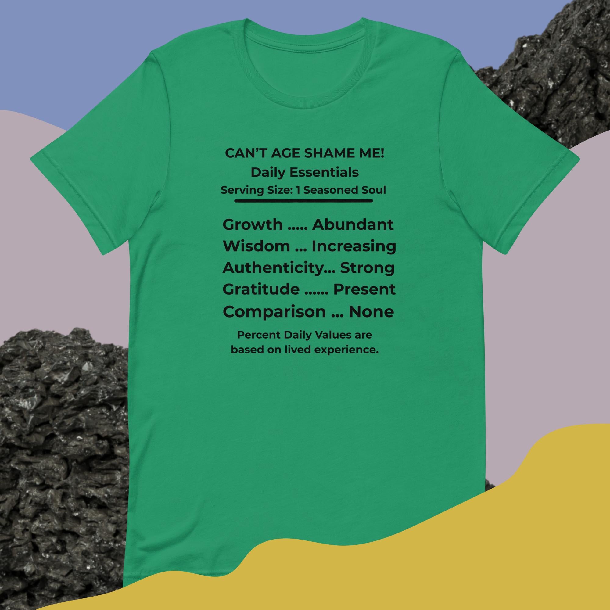 Kelly Green Nutrition Facts Unisex T- Shirt: Zero Comparison (Black Text)

