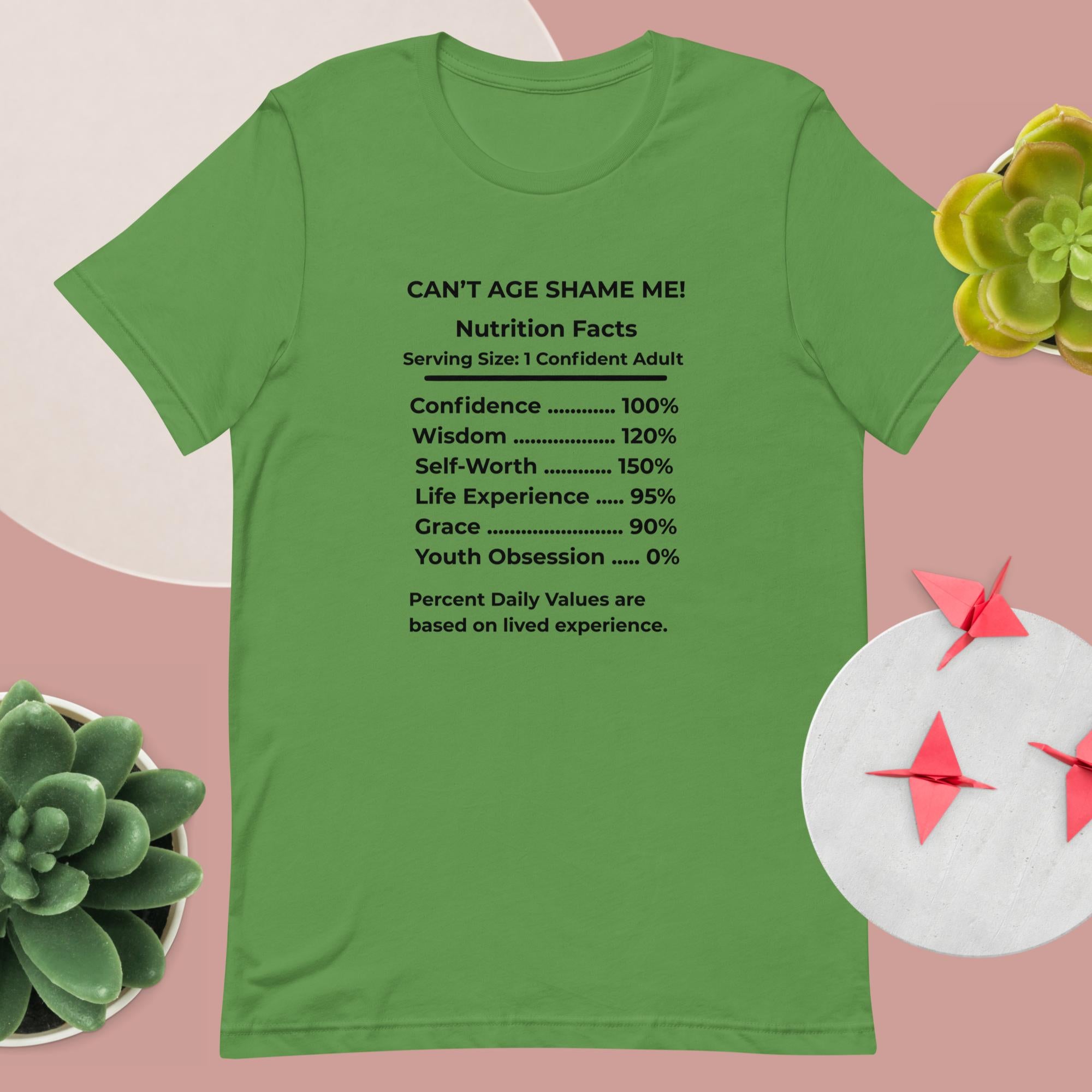 Green Leaf Nutrition Facts Unisex T-Shirt: Youth Not Required (Black Text)

