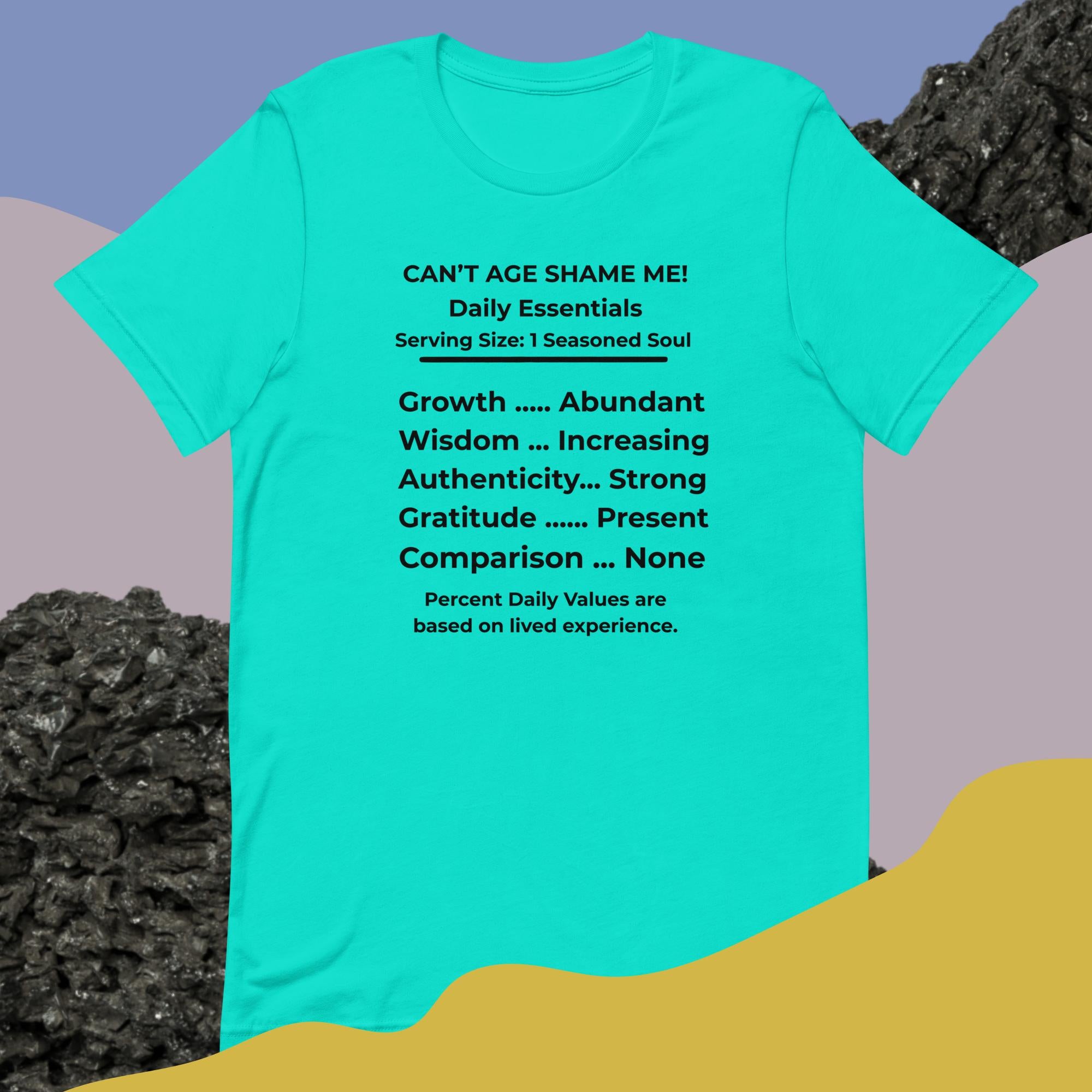 Teal Nutrition Facts Unisex T-Shirt: Zero Comparison (Black Text)

