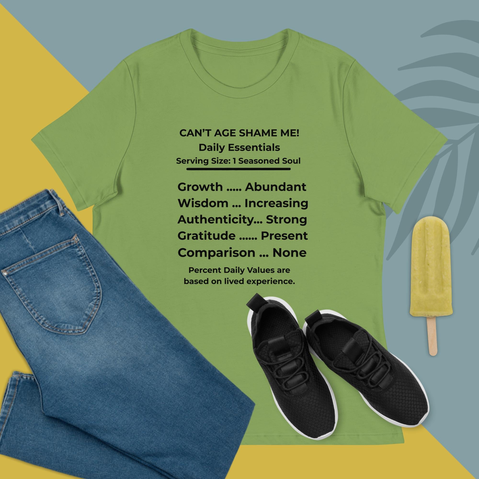 Green Nutrition Facts Women’s Relaxed T-Shirt: Zero Comparison (Black Text)

