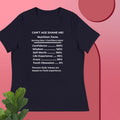 Navy Nutrition Facts Women’s Relaxed T-Shirt: Youth Not Required (White Text)

